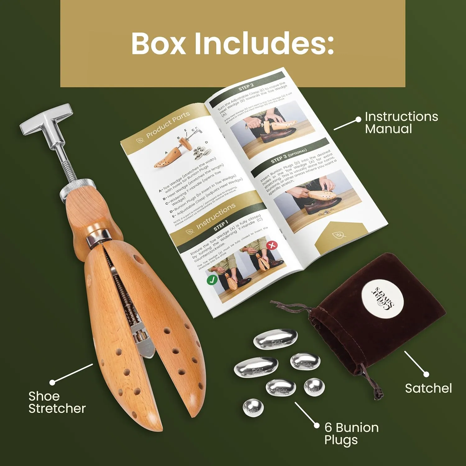 Professional Shoe Stretcher 2-Way Wooden Stretcher for Men & Women, Shoe Expander, Length & Width Shoe Widener