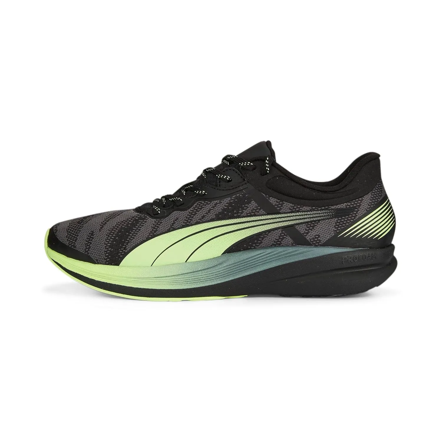 PUMA Mens Redeem Profoam Running Shoe, PUMA Mens Black-Fast Yellow, 7.5