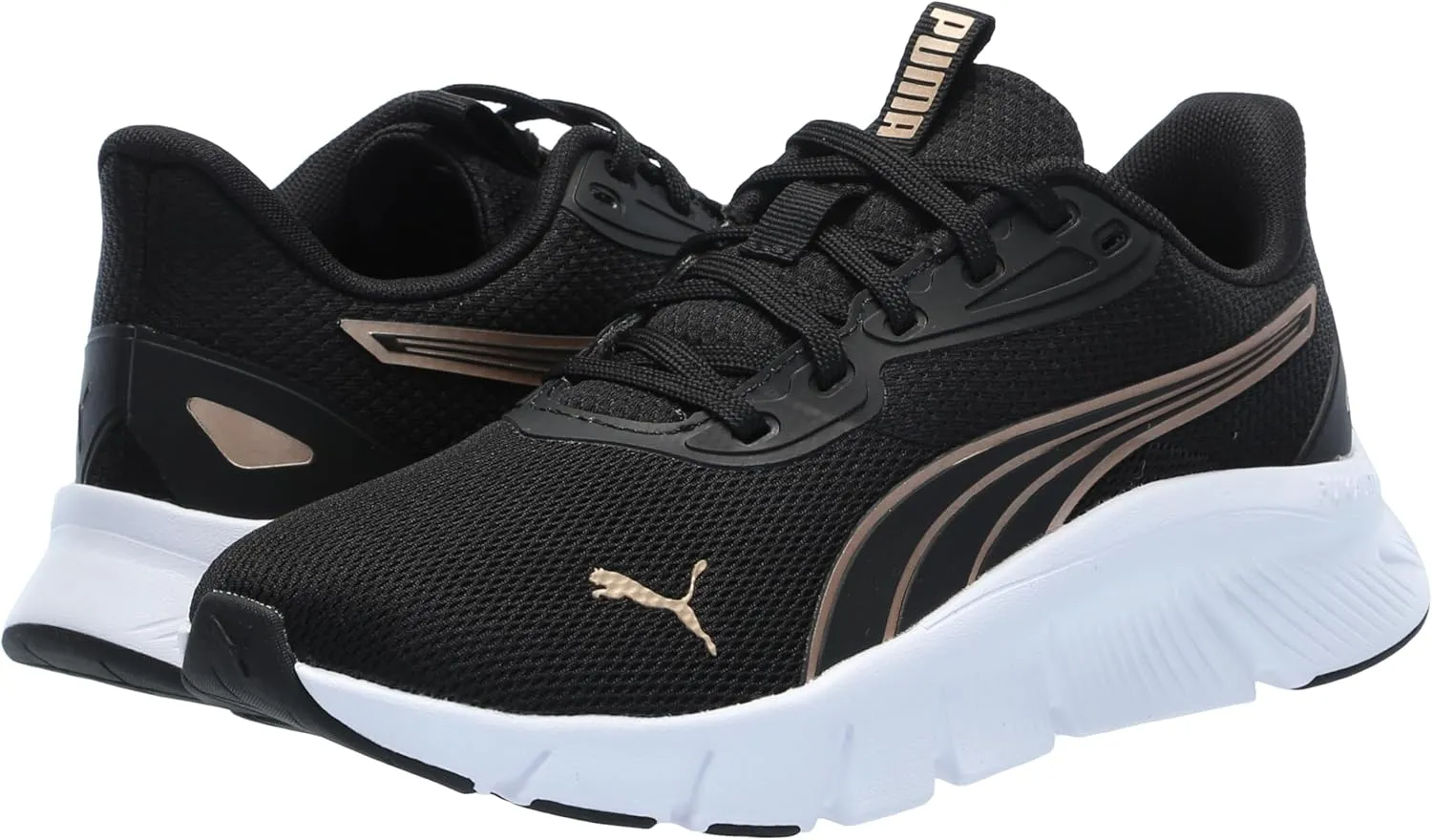 PUMA Women's Flexfocus Lite Modern Cross Training Shoes, Black-Gold, 11