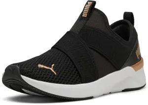 PUMA Women's Softride Harli Slip On Training Shoes, Black-White-Gold, 7.5