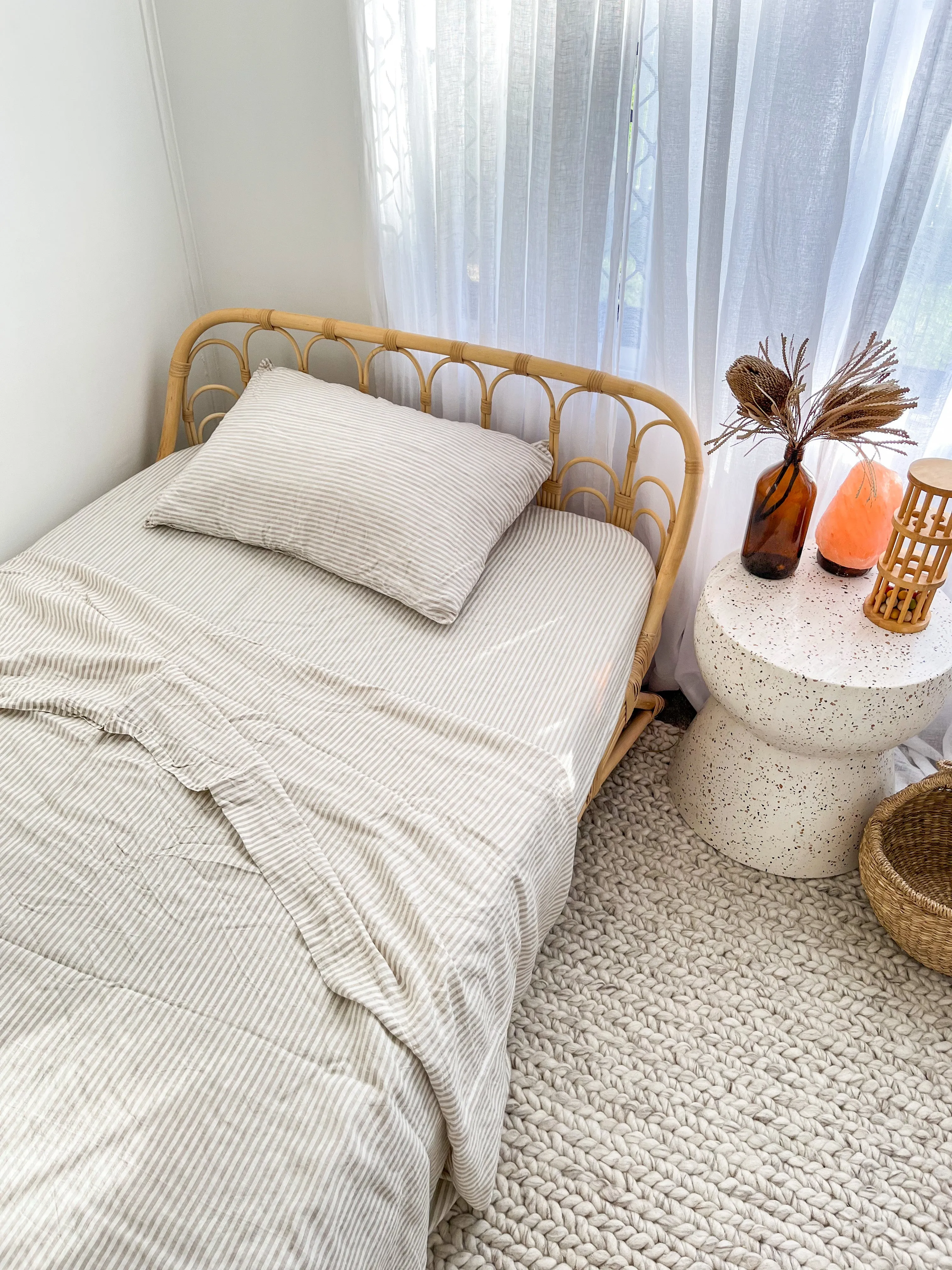 Pure Linen Sheets | BEIGE STRIPE | S & KS