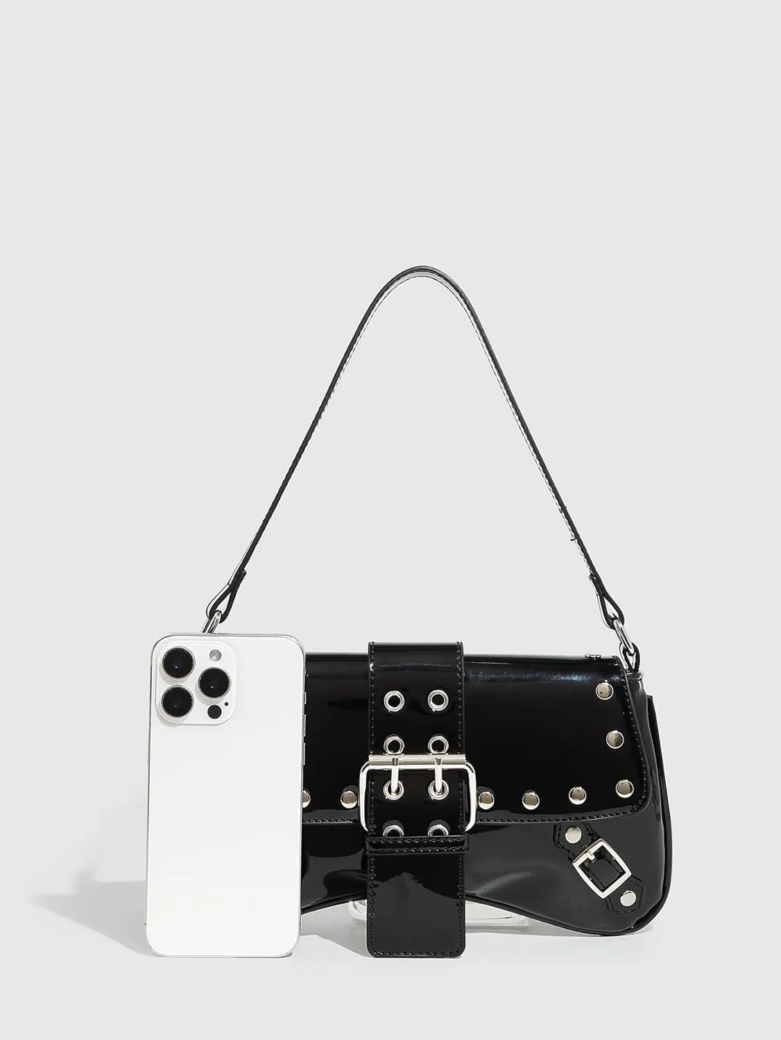 Purses for Women PU Leather Rivet Punk Hobo Purse Shoulder Bag Cute Studded Purse Womens Small Goth Bag