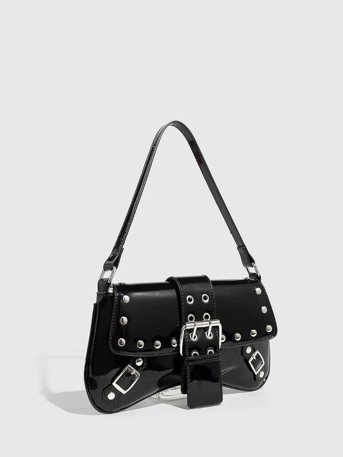 Purses for Women PU Leather Rivet Punk Hobo Purse Shoulder Bag Cute Studded Purse Womens Small Goth Bag