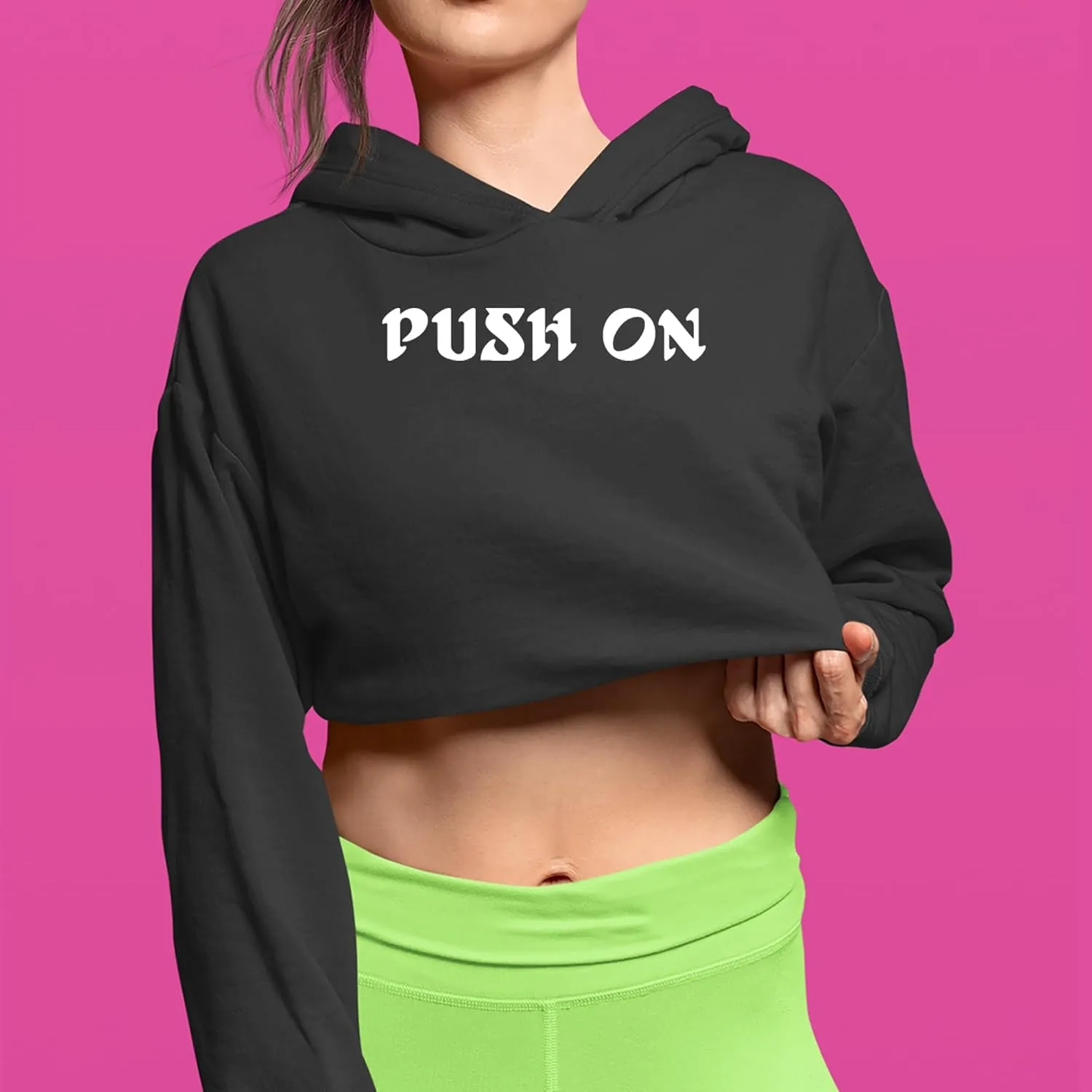 Push On Tush Push Cropped Fleece Hoodie, Soft & Cozy, Trendy Fit