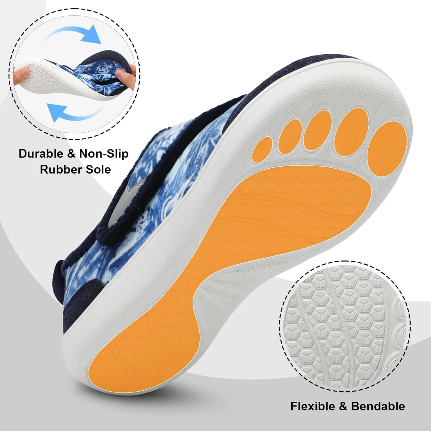 QFH Cozy Slippers for Women & Men - Wide, Diabetic, Barefoot Walking Shoes - Non-Slip, Soft Lining, Comfy House Shoes
