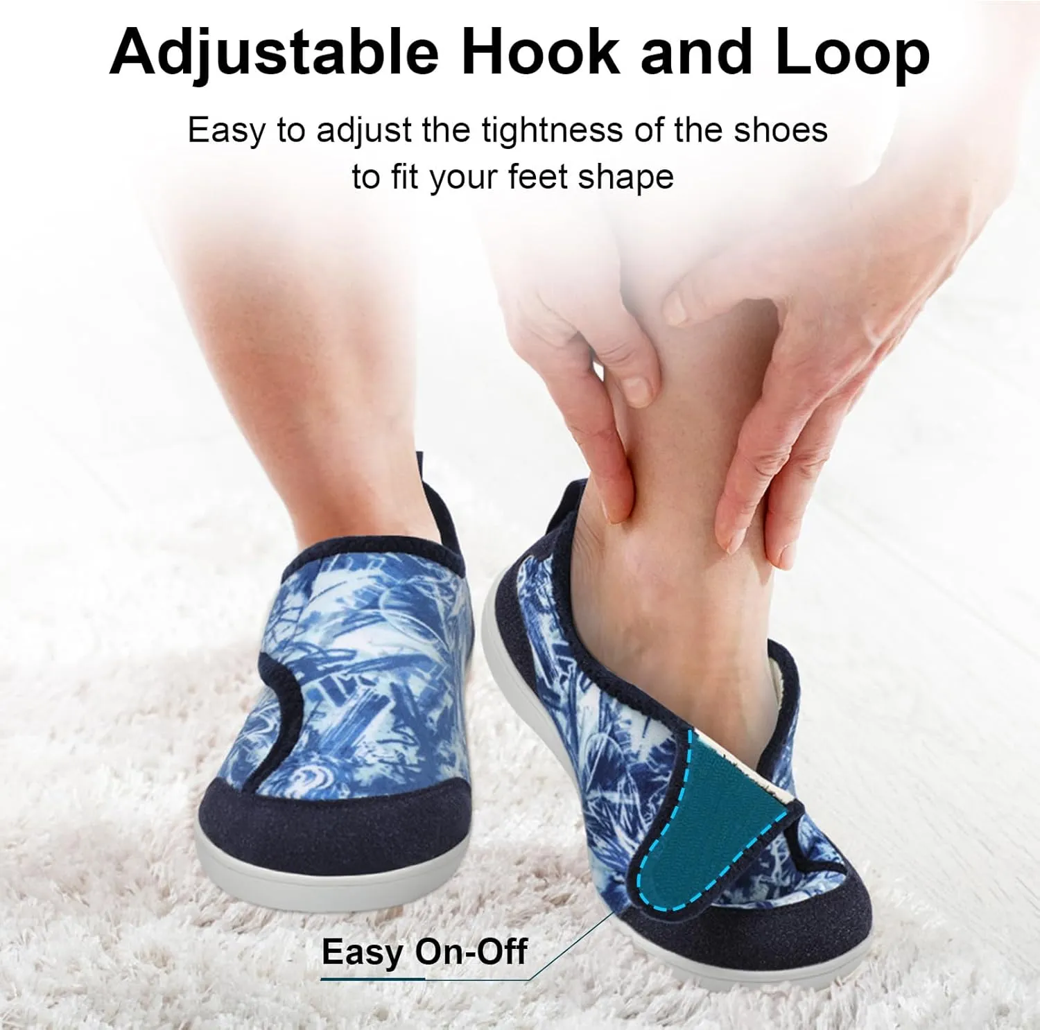 QFH Cozy Slippers for Women & Men - Wide, Diabetic, Barefoot Walking Shoes - Non-Slip, Soft Lining, Comfy House Shoes