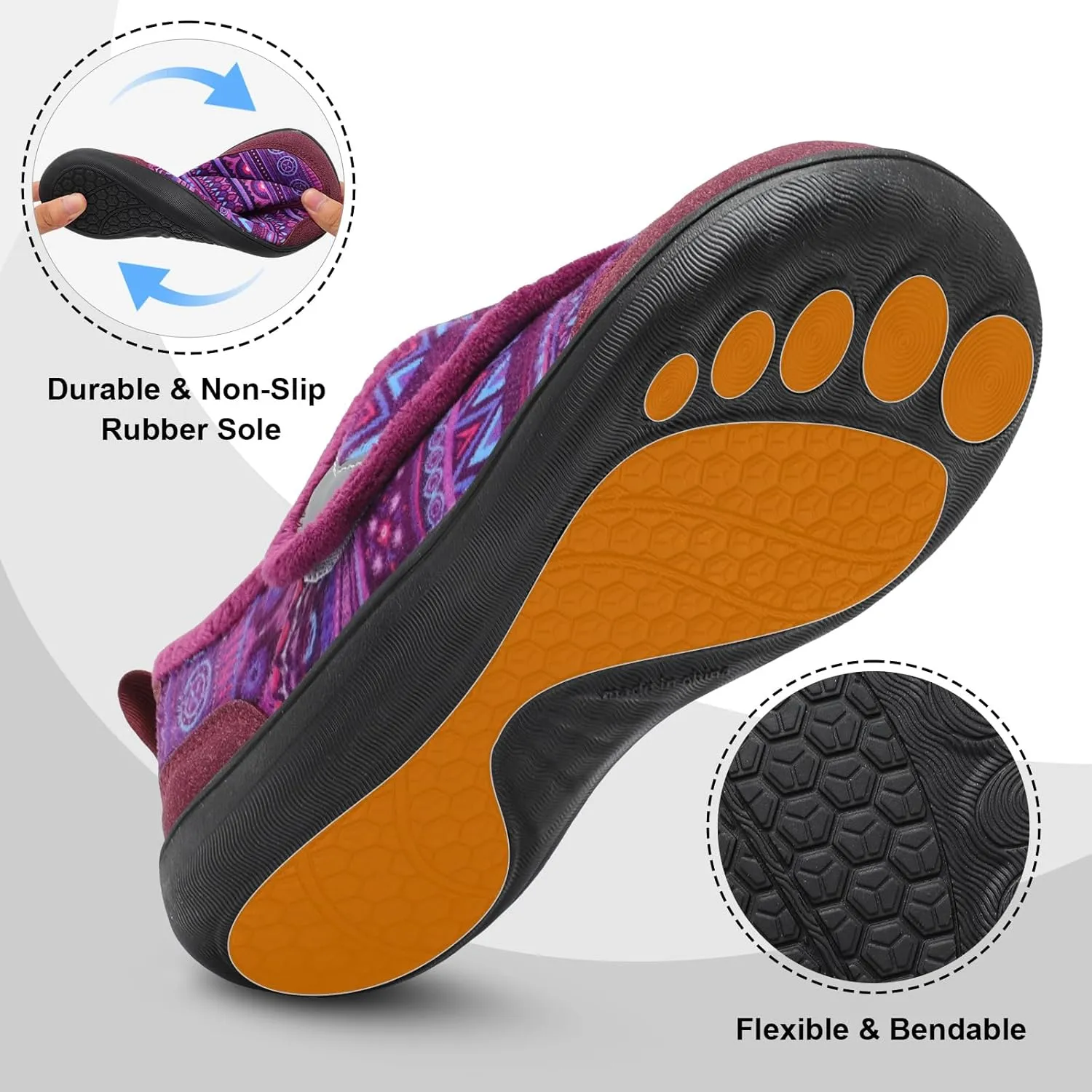 QFH Cozy Slippers for Women & Men - Wide, Diabetic, Barefoot Walking Shoes - Non-Slip, Soft Lining, Comfy House Shoes