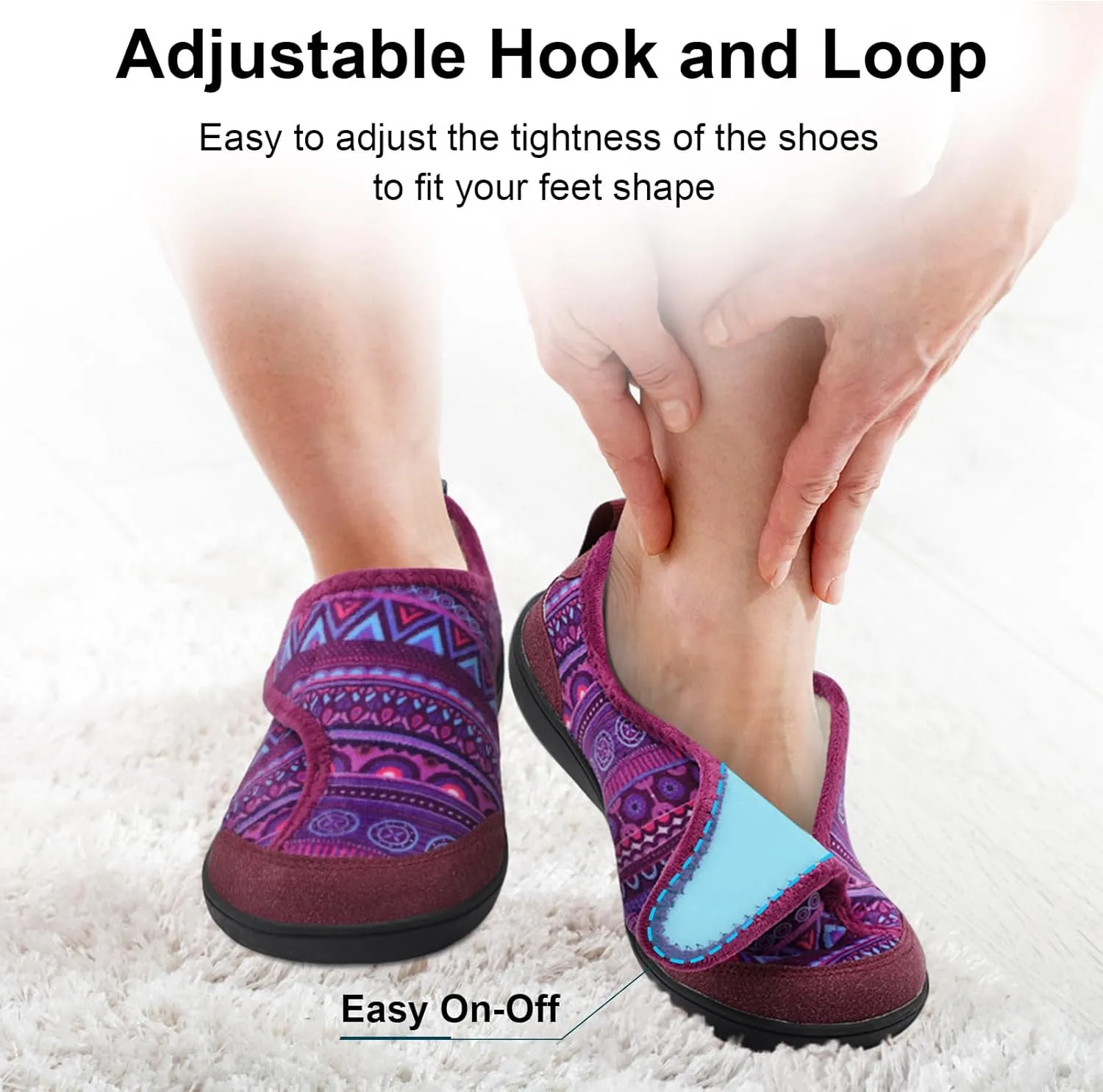 QFH Cozy Slippers for Women & Men - Wide, Diabetic, Barefoot Walking Shoes - Non-Slip, Soft Lining, Comfy House Shoes