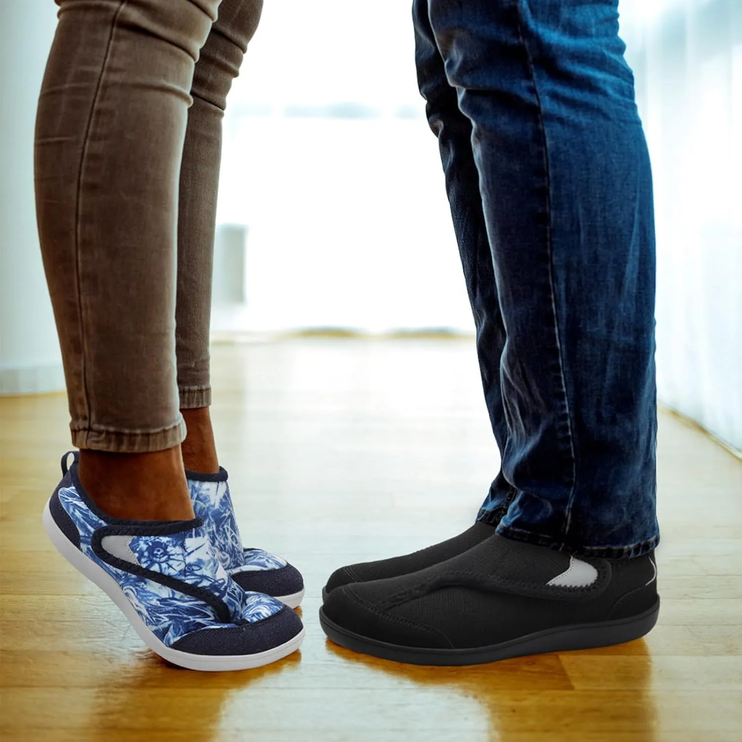 QFH Cozy Slippers for Women & Men - Wide, Diabetic, Barefoot Walking Shoes - Non-Slip, Soft Lining, Comfy House Shoes