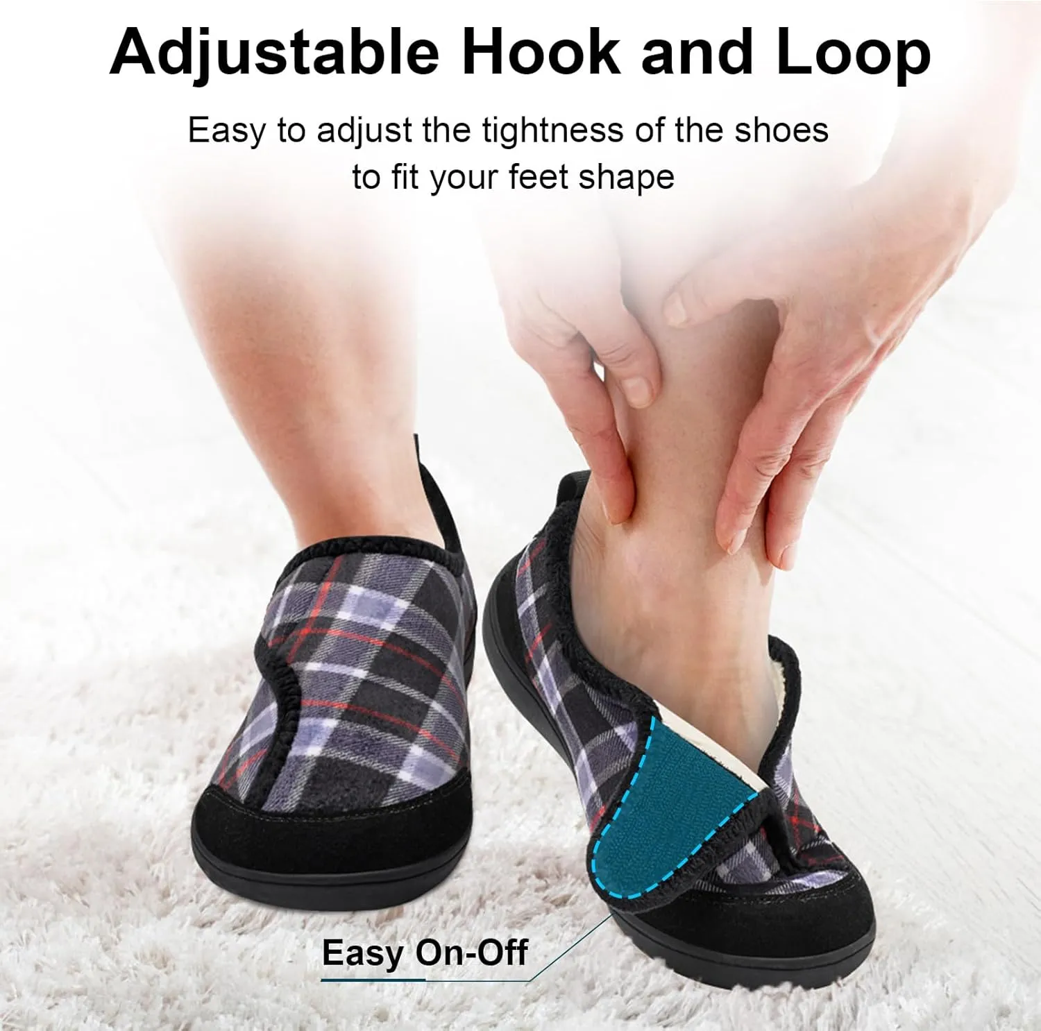 QFH Cozy Slippers for Women & Men - Wide, Diabetic, Barefoot Walking Shoes - Non-Slip, Soft Lining, Comfy House Shoes