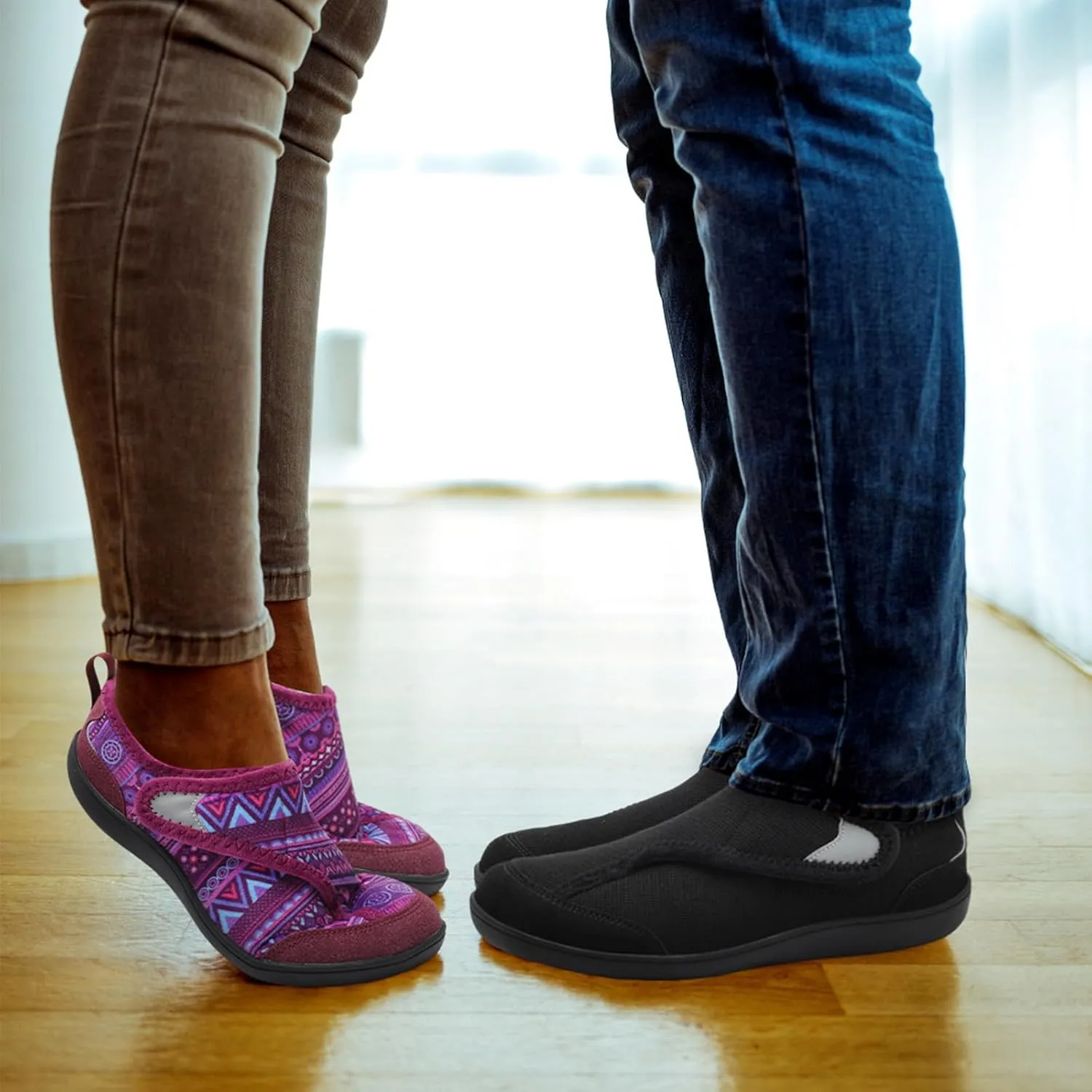 QFH Cozy Slippers for Women & Men - Wide, Diabetic, Barefoot Walking Shoes - Non-Slip, Soft Lining, Comfy House Shoes