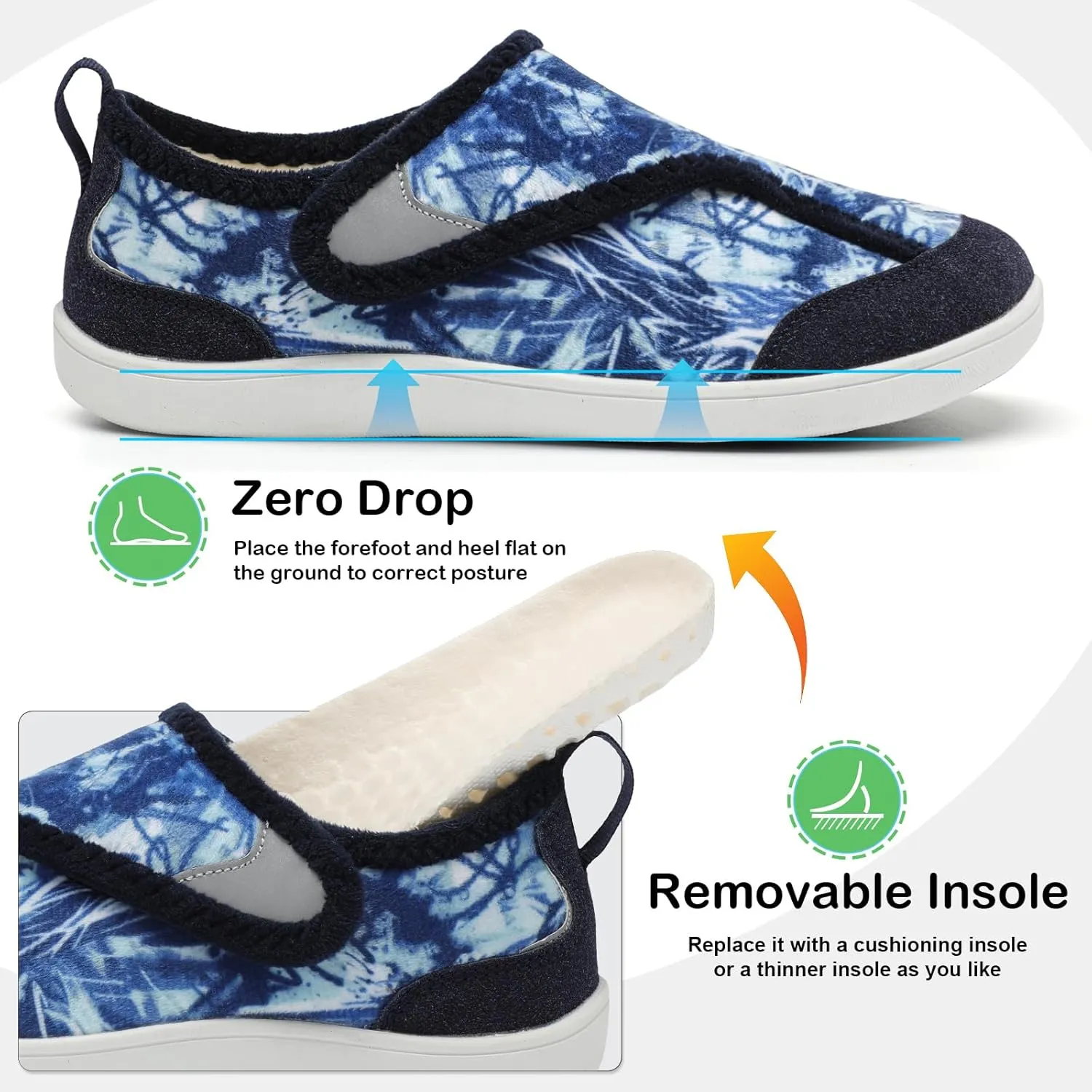 QFH Cozy Slippers for Women & Men - Wide, Diabetic, Barefoot Walking Shoes - Non-Slip, Soft Lining, Comfy House Shoes