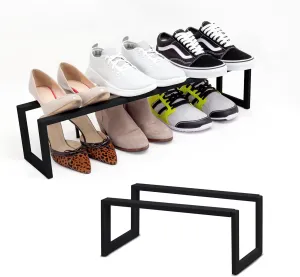 QUALIAZERO Expandable Shoe Rack Organizer for Closets, Entryways, Hallways, Bedrooms, Living Rooms, Kitchens, Bathrooms, Laundry Rooms (Onyx Shadow, 2 Pack)