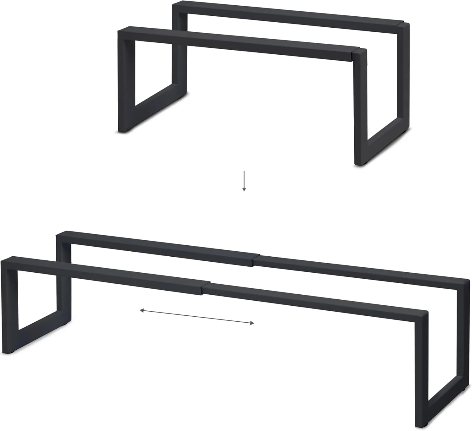 QUALIAZERO Expandable Shoe Rack Organizer for Closets, Entryways, Hallways, Bedrooms, Living Rooms, Kitchens, Bathrooms, Laundry Rooms (Onyx Shadow, 2 Pack)