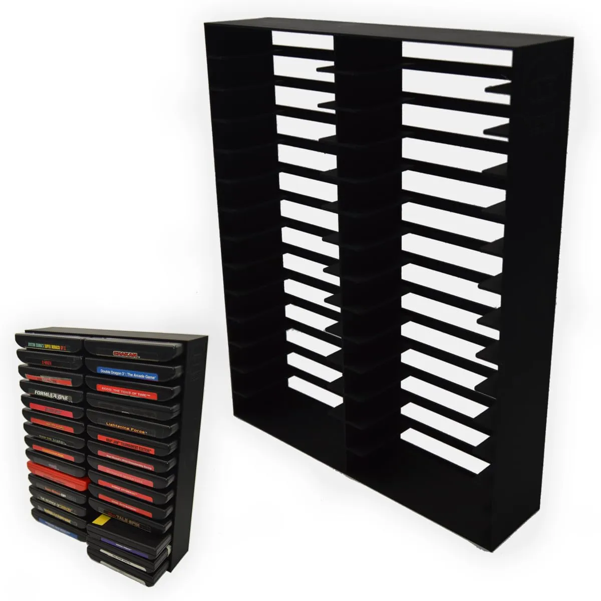 Rack display for SEGA Genesis/MegaDrive GEN MD games (Holds 28 games) (Open Back)