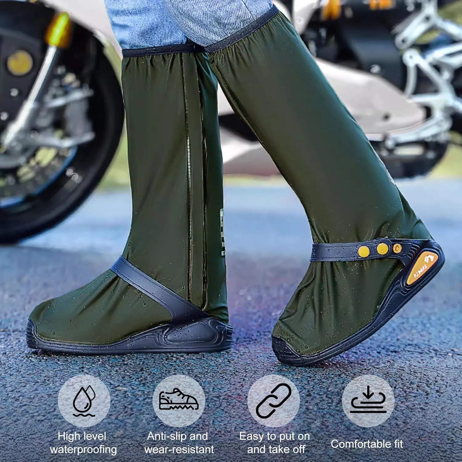 Rain Shoe Covers Waterproof Rain Boot Shoe Cover for Men and Women (Green, XL)