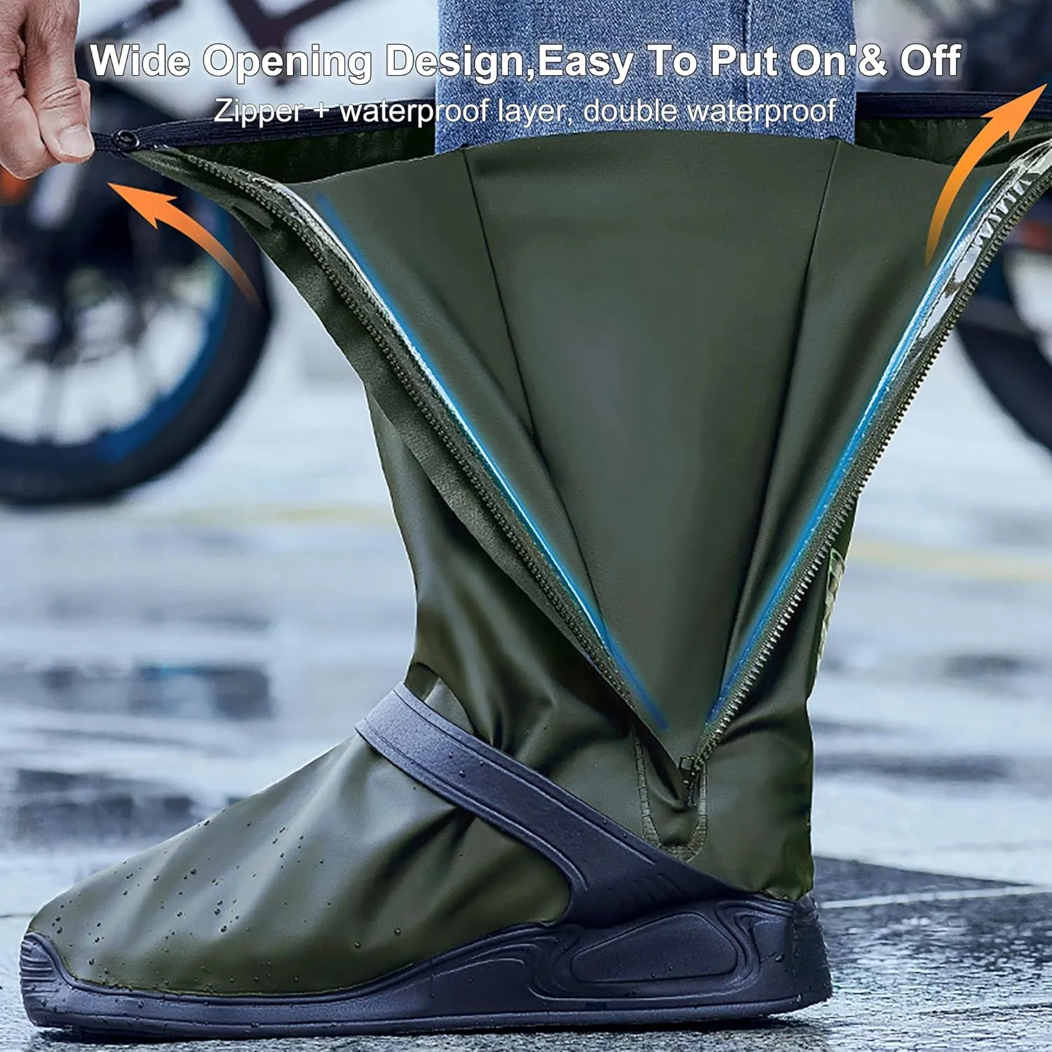 Rain Shoe Covers Waterproof Rain Boot Shoe Cover for Men and Women (Green, XL)