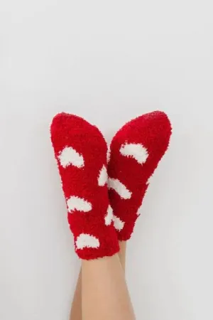 Red/coconut Heart Cozy Socks