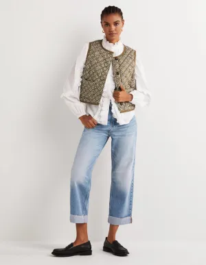 Relaxed Straight Turn Up Jeans-Pale Vintage