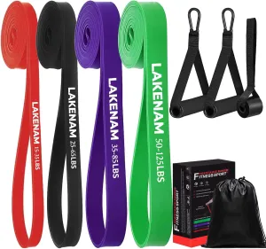 Resistance Bands Set, Exercise Workout Pull Up Assistance Bands with Door Anchor & Handles, Storage Bag, Muscle Training Straps for Fitness, Working Out, Body Stretching, Physical Therapy