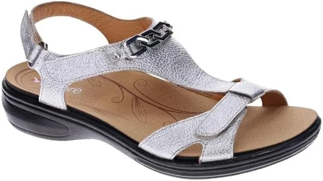 Revere Santa Clara Women’s Sandals - Elegant Leather, Chain-Link Detail, 3-Strap Adjustable Fit, Cushioned Support - Stylish, Lightweight for All Day Walking