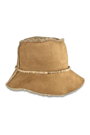 REVERSIBLE FAUX SHEARLING BUCKET HAT