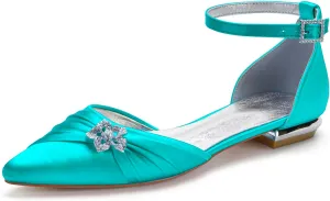 Rhinestones Wedding Shoes for Bride Flats Pointed Toe Flat Bridal Shoes Women Evening Dress Shoes