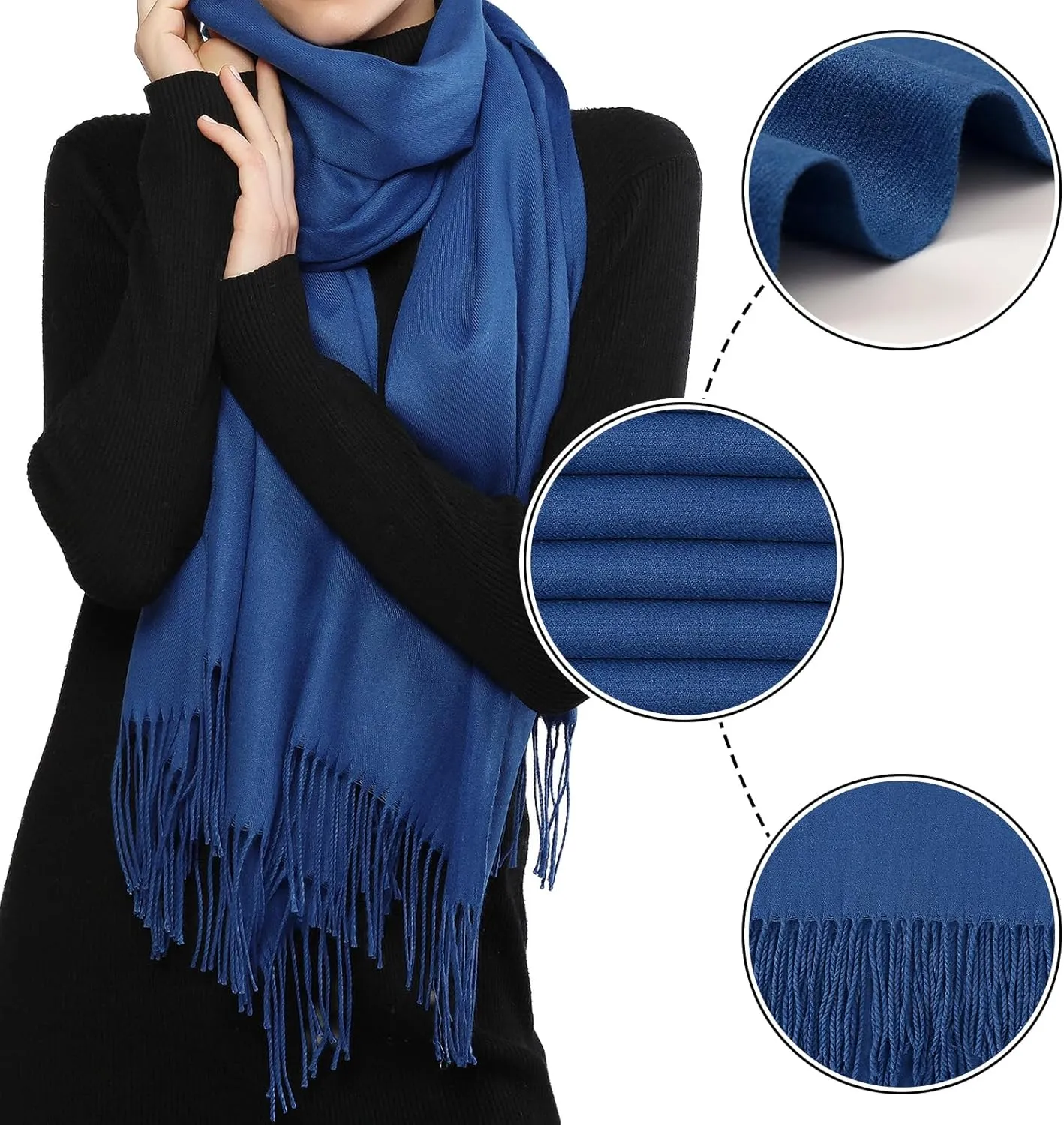 RIIQIICHY Women's Scarf Pashmina Shawls and Wraps for Evening Dress Bridesmaid Wedding Bridal Winter Warm Long Large Scarves
