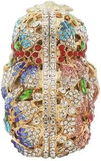 RomanticDesign Women Floral Evening Clutch Elegant Glitter Rhinestone Wedding Bridal Purse Handbag Party Prom Banquet Handbag