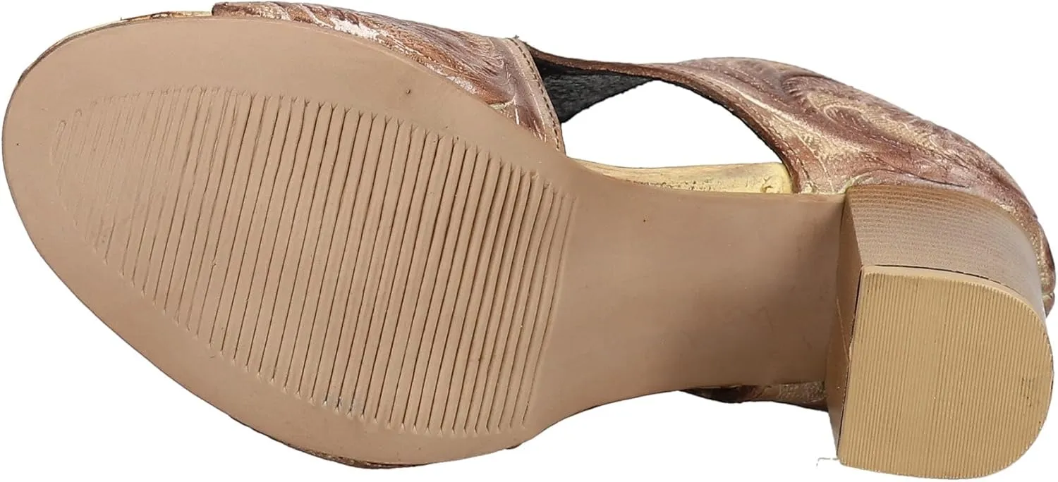 ROPER Womens Mika Embossed Open Toe Shooties Dress Casual Casual High Heel 3" & Up - Brown