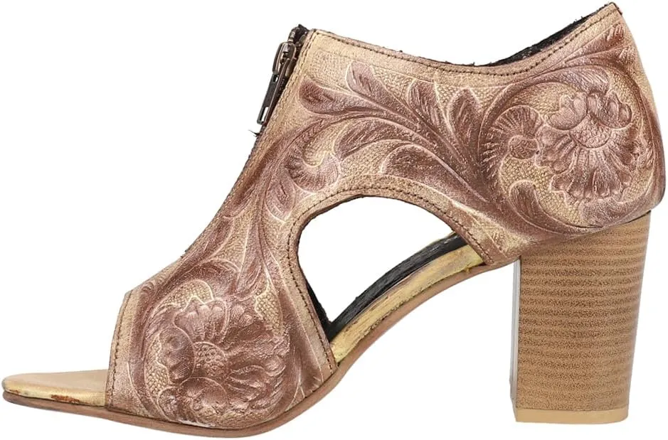 ROPER Womens Mika Embossed Open Toe Shooties Dress Casual Casual High Heel 3" & Up - Brown