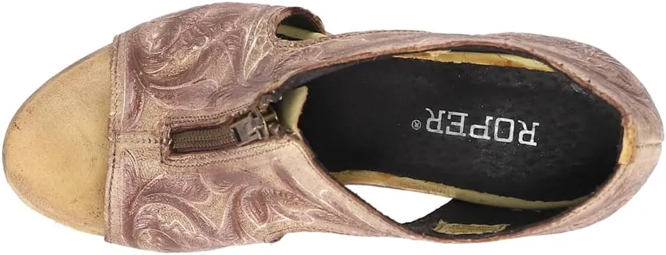 ROPER Womens Mika Embossed Open Toe Shooties Dress Casual Casual High Heel 3" & Up - Brown