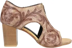ROPER Womens Mika Embossed Open Toe Shooties Dress Casual Casual High Heel 3" & Up - Brown