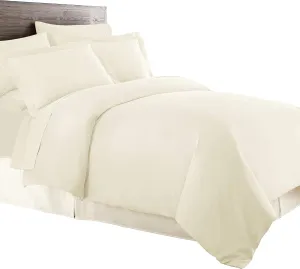Royal Tradition Solid 650-Thread-Count, Cotton-Blend 7PC Queen Bedding Set-Duvet Cover and Shams with Bed Sheets, Ivory