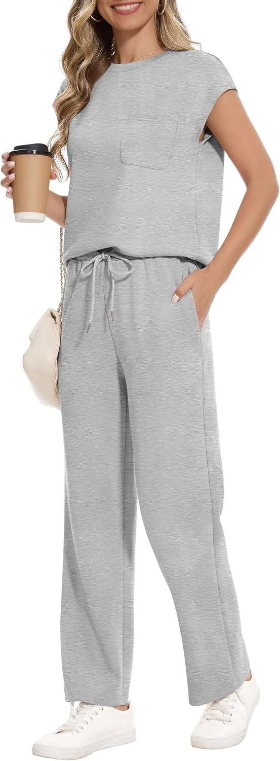 RUBZOOF Lounge Sets for Women 2 Piece Track Suits Outfits 2025 Travel Summer Casual Outfit Sets Matching Pants Set Clothing