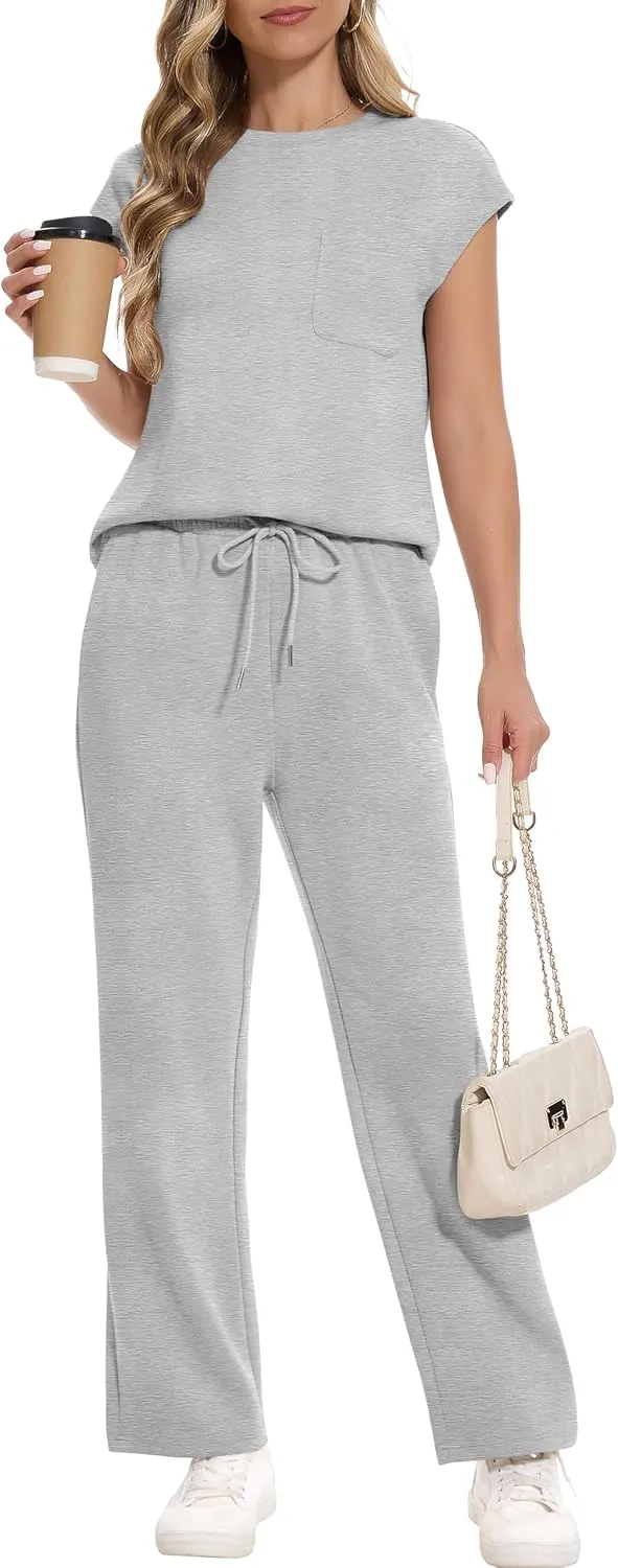 RUBZOOF Lounge Sets for Women 2 Piece Track Suits Outfits 2025 Travel Summer Casual Outfit Sets Matching Pants Set Clothing
