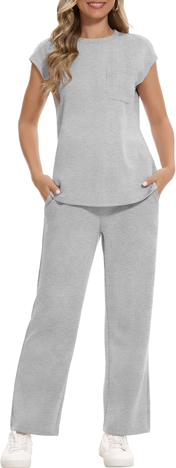RUBZOOF Lounge Sets for Women 2 Piece Track Suits Outfits 2025 Travel Summer Casual Outfit Sets Matching Pants Set Clothing