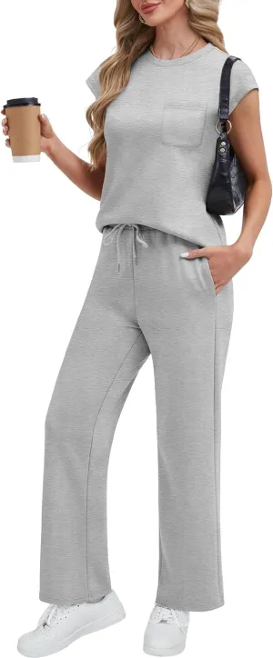RUBZOOF Lounge Sets for Women 2 Piece Track Suits Outfits 2025 Travel Summer Casual Outfit Sets Matching Pants Set Clothing