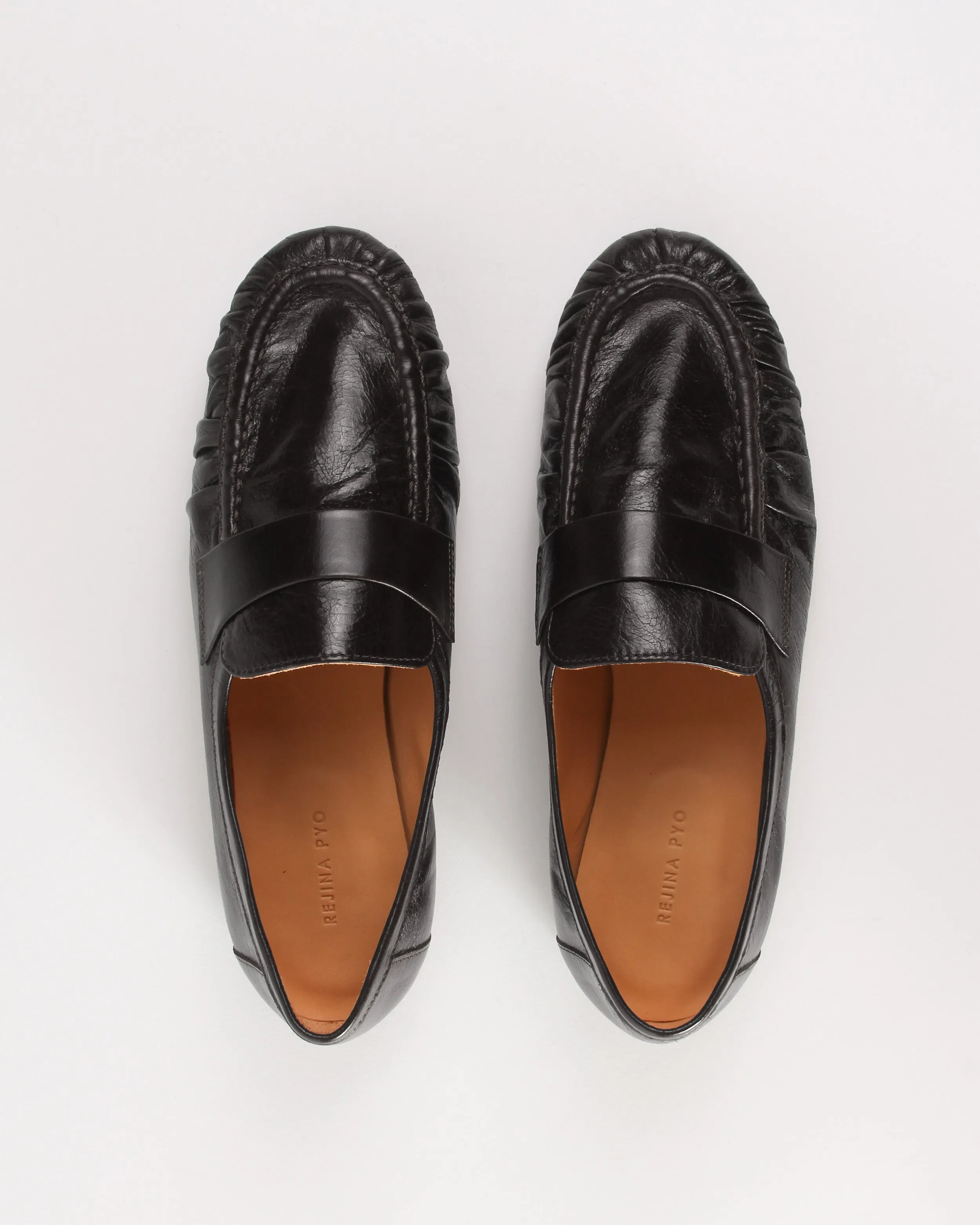 Ruched Loafer Leather Black