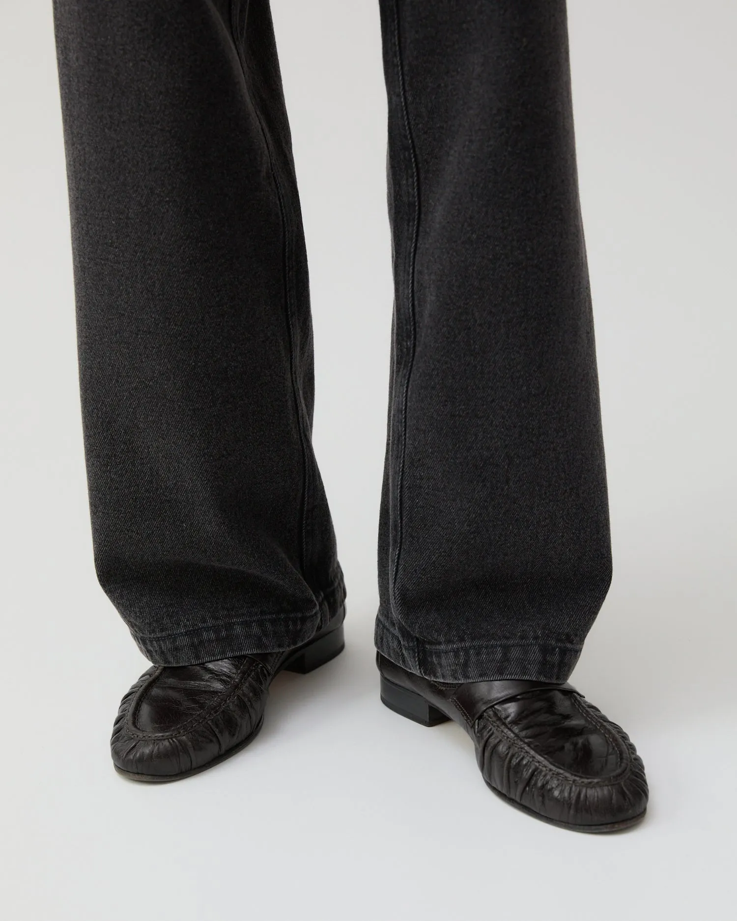 Ruched Loafer Leather Black