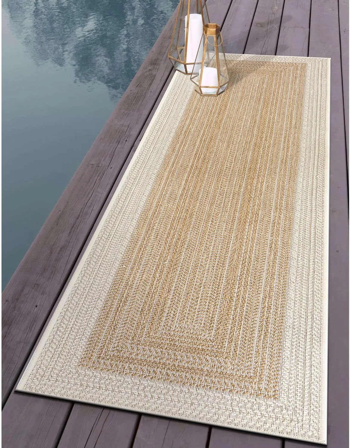 Rugshop Contemporary Braided Weather Resistant Reversible Indoor/Outdoor Runner Rug 2' x 7' Natural
