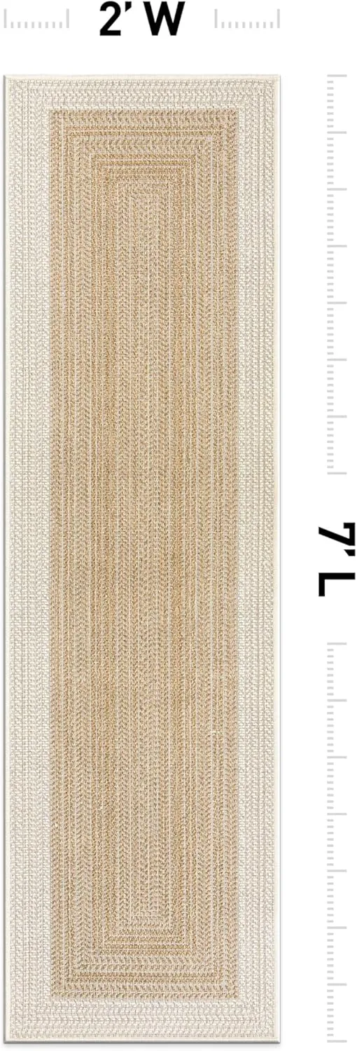 Rugshop Contemporary Braided Weather Resistant Reversible Indoor/Outdoor Runner Rug 2' x 7' Natural