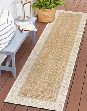 Rugshop Contemporary Braided Weather Resistant Reversible Indoor/Outdoor Runner Rug 2' x 7' Natural