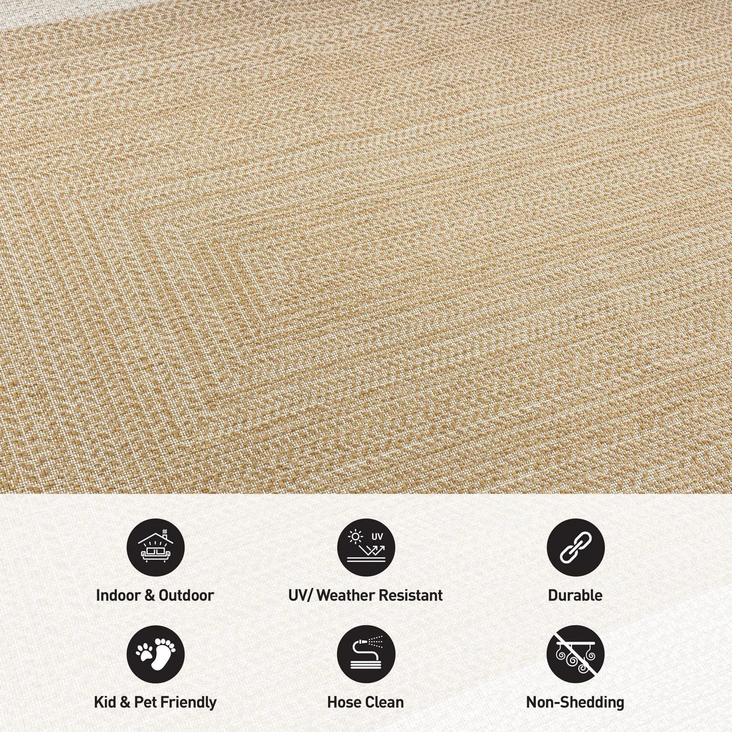 Rugshop Contemporary Braided Weather Resistant Reversible Indoor/Outdoor Runner Rug 2' x 7' Natural