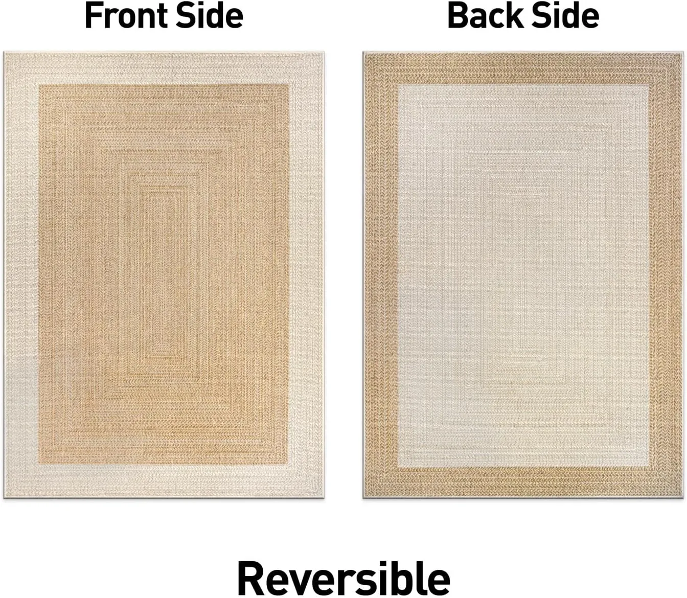 Rugshop Contemporary Braided Weather Resistant Reversible Indoor/Outdoor Runner Rug 2' x 7' Natural