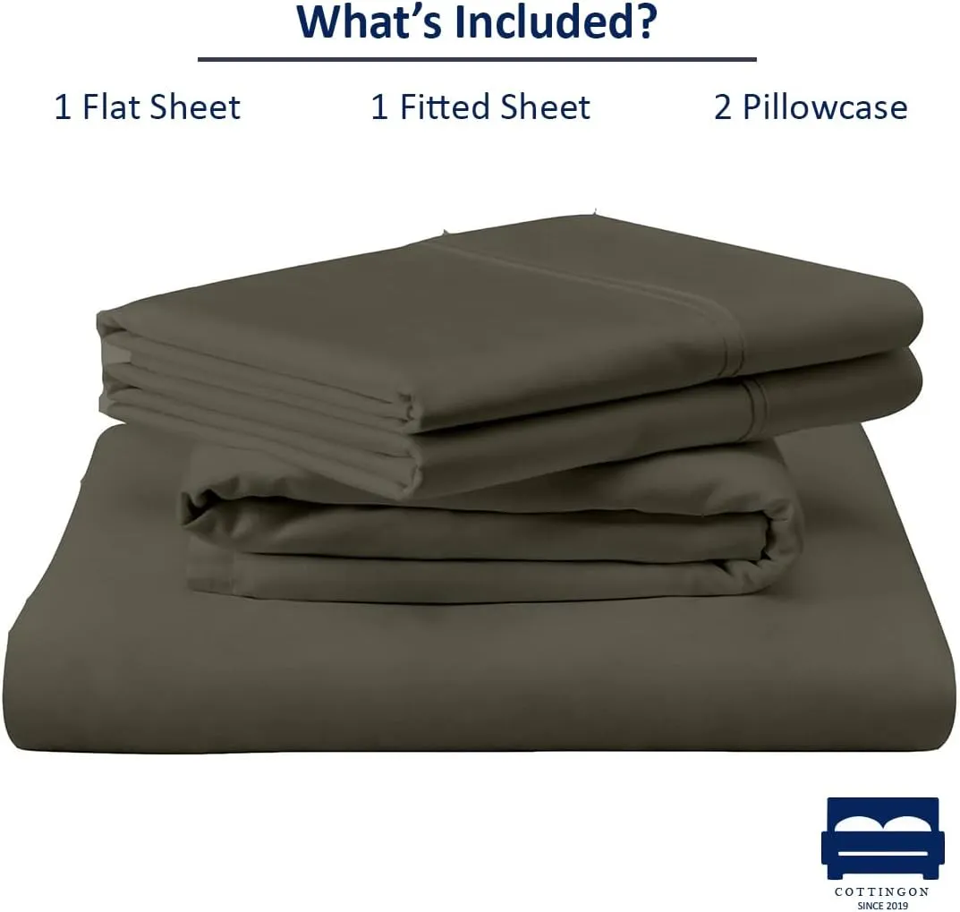 RV King Sheet Set - 4 Piece Cotton Bedding Set, Fits Up to 15" Deep Mattress, RV King 72" x 80", Dark Grey Solid
