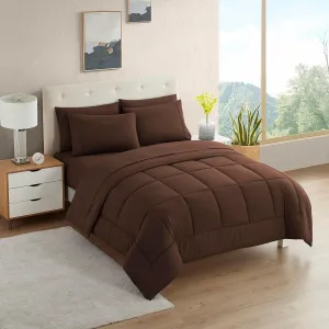 RV Short Queen Comforter Set for RV Camper Comforter Set with Fitted & Flat Sheet, 4 Pillowcases Tailored for RV Short Queen Beds Cozy Essentials for Your RV Bedroom, Brown