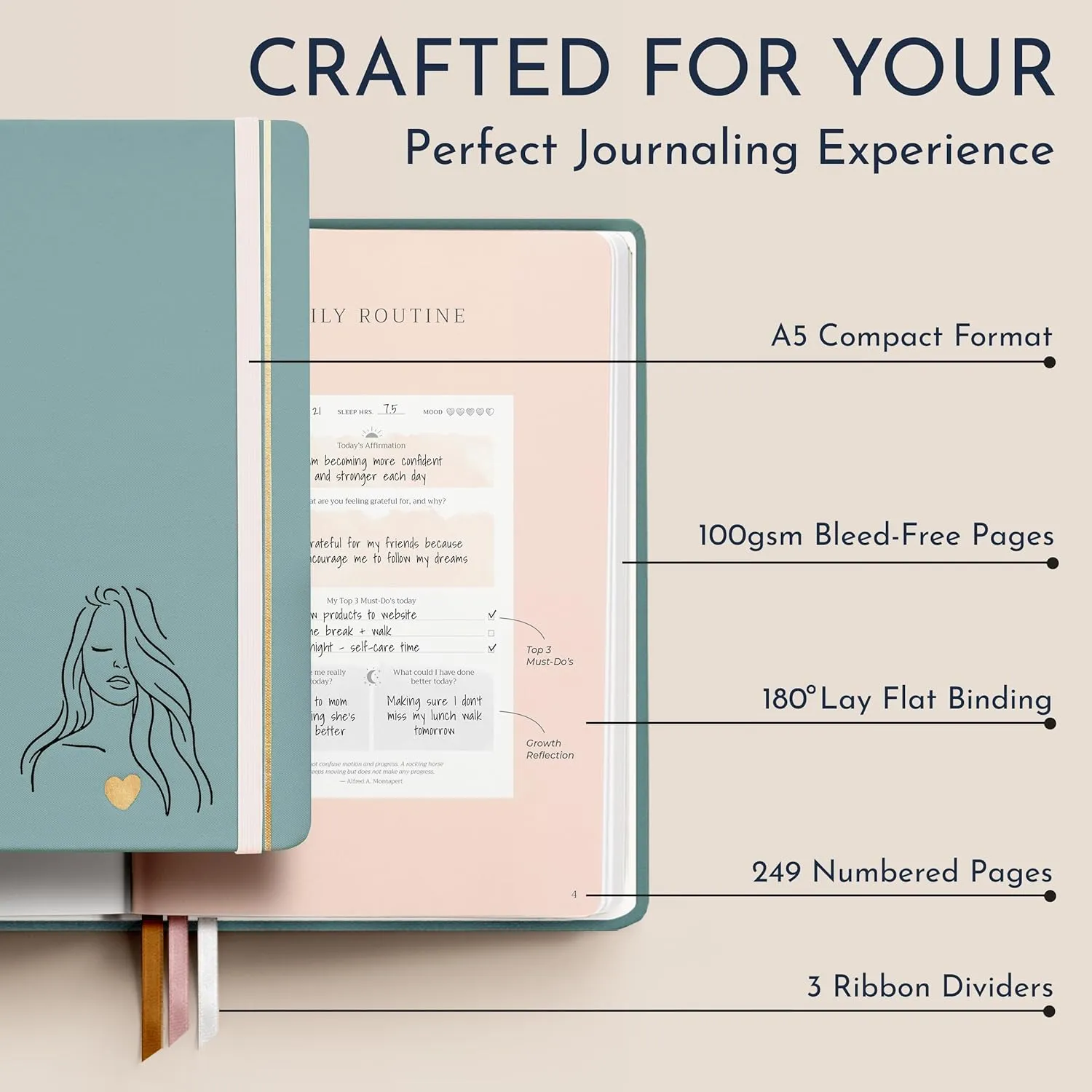 RYVE Daily Gratitude Journal for Women: 6-Month Guided Positivity & Wellness Journal with Prompts - Affirmation, Mindfulness, Self Help & Reflection, Gratitude Journal Notebook, Manifestation Journal