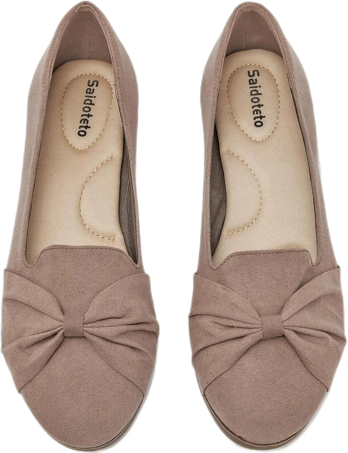 Saidoteto Women's Ballet Flats, Comfortable Round Toe Slip On Flat Shoes Classic Suede Office Dress Shoes for Work