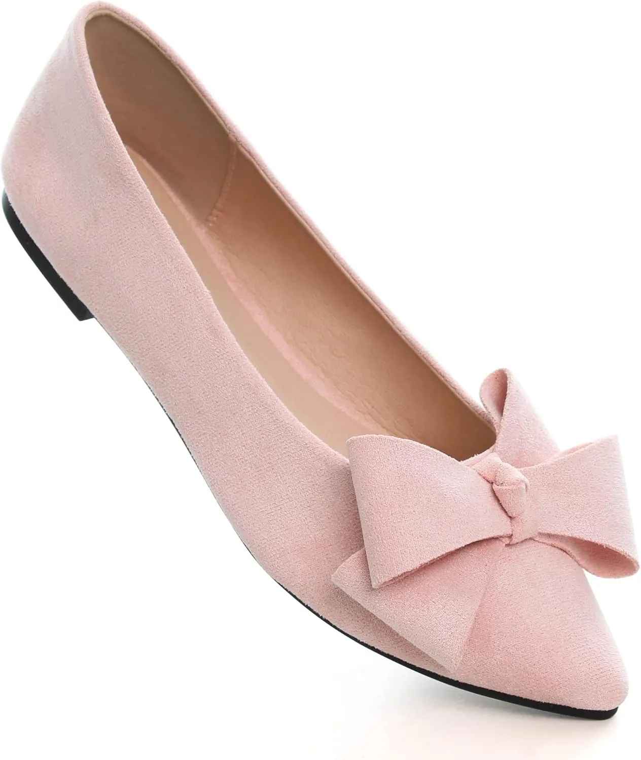 SAILING LU Pointy Toe Ballet Flats for Women with Cute Bowknot Elegant Slip-ons Soft Support Daily Walking Shoes